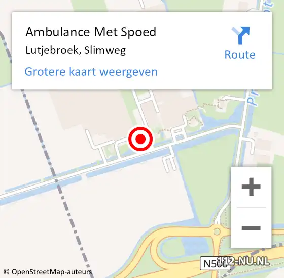 Locatie op kaart van de 112 melding: Ambulance Met Spoed Naar Lutjebroek, Slimweg op 10 juli 2024 10:07