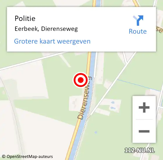 Locatie op kaart van de 112 melding: Politie Eerbeek, Dierenseweg op 10 juli 2024 10:09