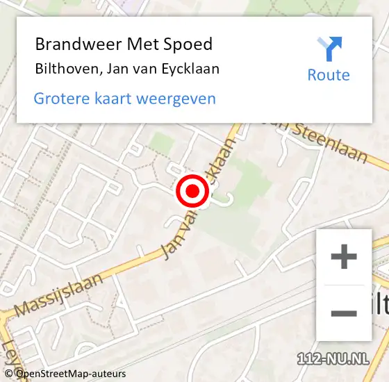 Locatie op kaart van de 112 melding: Brandweer Met Spoed Naar Bilthoven, Jan van Eycklaan op 10 juli 2024 10:24