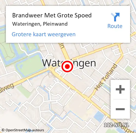 Locatie op kaart van de 112 melding: Brandweer Met Grote Spoed Naar Wateringen, Pleinwand op 10 juli 2024 10:26