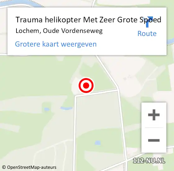 Locatie op kaart van de 112 melding: Trauma helikopter Met Zeer Grote Spoed Naar Lochem, Oude Vordenseweg op 10 juli 2024 10:32