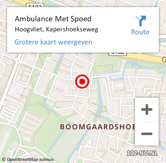 Locatie op kaart van de 112 melding: Ambulance Met Spoed Naar Hoogvliet, Kapershoekseweg op 10 juli 2024 10:35