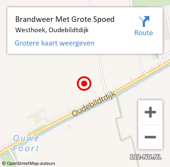 Locatie op kaart van de 112 melding: Brandweer Met Grote Spoed Naar Westhoek, Oudebildtdijk op 10 juli 2024 10:37