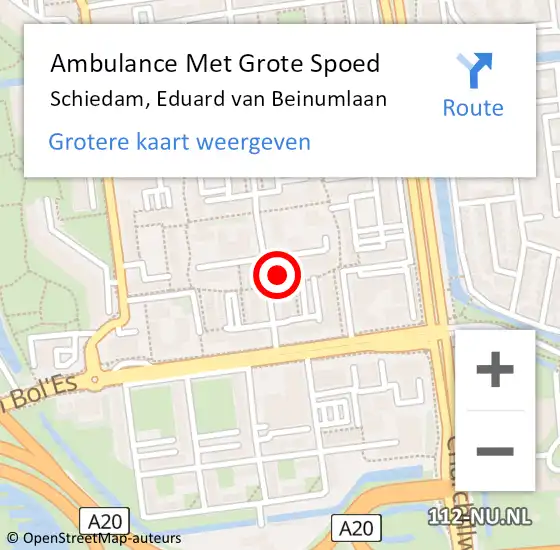 Locatie op kaart van de 112 melding: Ambulance Met Grote Spoed Naar Schiedam, Eduard van Beinumlaan op 10 juli 2024 10:52