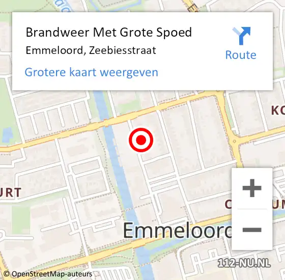 Locatie op kaart van de 112 melding: Brandweer Met Grote Spoed Naar Emmeloord, Zeebiesstraat op 10 juli 2024 11:00