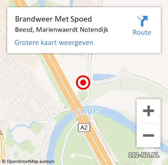 Locatie op kaart van de 112 melding: Brandweer Met Spoed Naar Beesd, Marienwaerdt Notendijk op 10 juli 2024 11:09