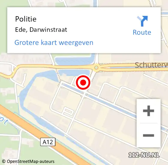 Locatie op kaart van de 112 melding: Politie Ede, Darwinstraat op 10 juli 2024 11:15