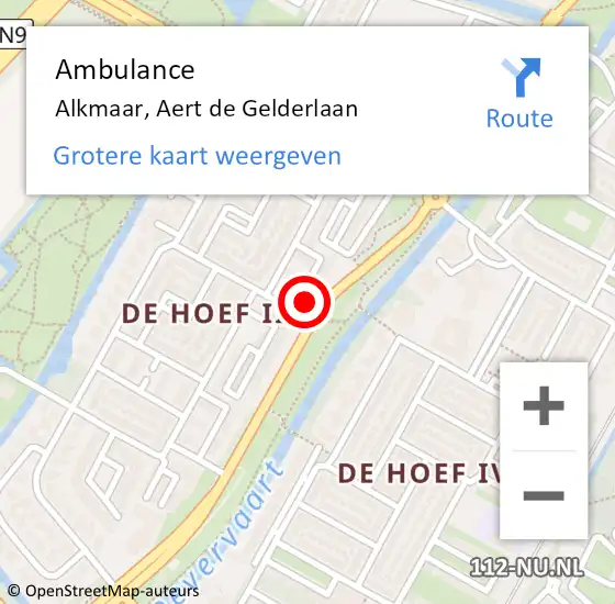 Locatie op kaart van de 112 melding: Ambulance Alkmaar, Aert de Gelderlaan op 10 juli 2024 11:16