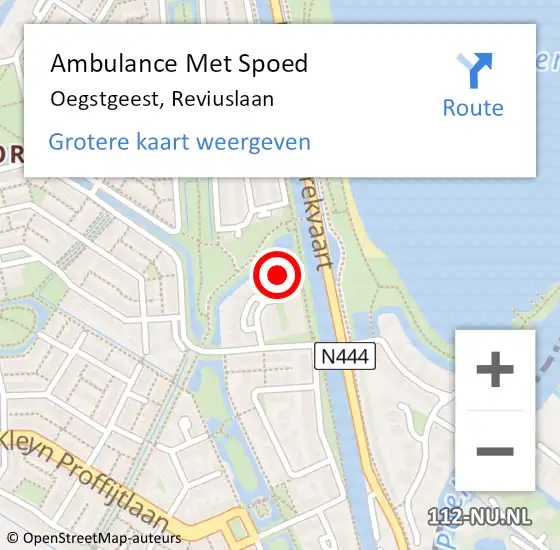 Locatie op kaart van de 112 melding: Ambulance Met Spoed Naar Oegstgeest, Reviuslaan op 10 juli 2024 11:18