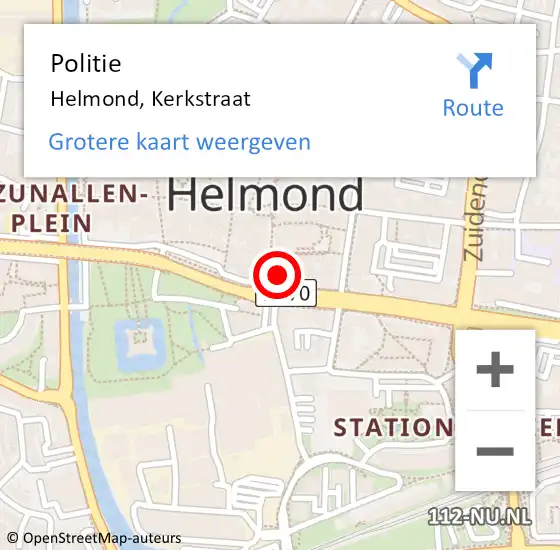 Locatie op kaart van de 112 melding: Politie Helmond, Kerkstraat op 10 juli 2024 11:32