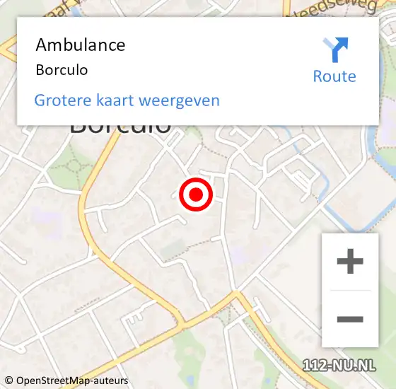 Locatie op kaart van de 112 melding: Ambulance Borculo op 10 juli 2024 11:42