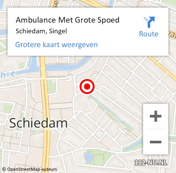 Locatie op kaart van de 112 melding: Ambulance Met Grote Spoed Naar Schiedam, Singel op 10 juli 2024 11:43