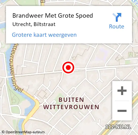 Locatie op kaart van de 112 melding: Brandweer Met Grote Spoed Naar Utrecht, Biltstraat op 10 juli 2024 11:43