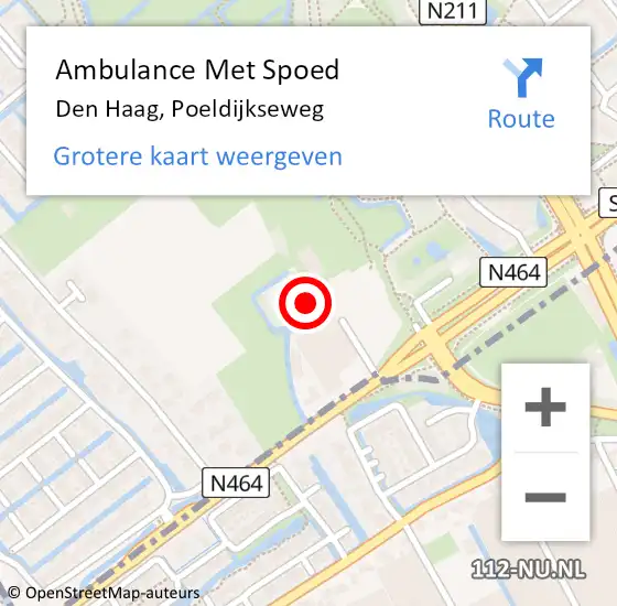 Locatie op kaart van de 112 melding: Ambulance Met Spoed Naar Den Haag, Poeldijkseweg op 10 juli 2024 11:46