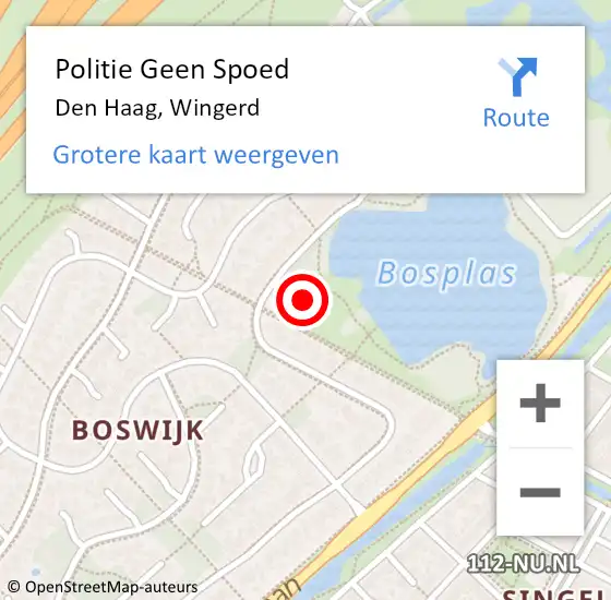 Locatie op kaart van de 112 melding: Politie Geen Spoed Naar Den Haag, Wingerd op 10 juli 2024 11:54