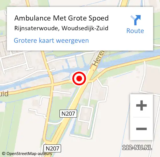 Locatie op kaart van de 112 melding: Ambulance Met Grote Spoed Naar Rijnsaterwoude, Woudsedijk-Zuid op 10 juli 2024 11:56