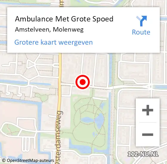 Locatie op kaart van de 112 melding: Ambulance Met Grote Spoed Naar Amstelveen, Molenweg op 10 juli 2024 11:59