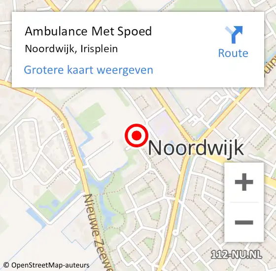 Locatie op kaart van de 112 melding: Ambulance Met Spoed Naar Noordwijk, Irisplein op 10 juli 2024 12:16