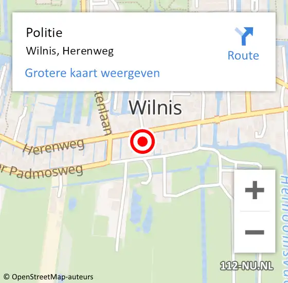 Locatie op kaart van de 112 melding: Politie Wilnis, Herenweg op 10 juli 2024 12:23