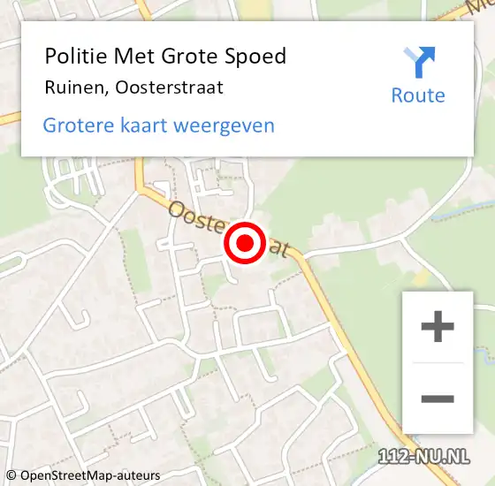 Locatie op kaart van de 112 melding: Politie Met Grote Spoed Naar Ruinen, Oosterstraat op 10 juli 2024 12:34