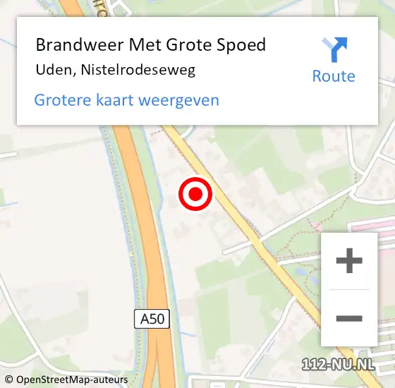 Locatie op kaart van de 112 melding: Brandweer Met Grote Spoed Naar Uden, Nistelrodeseweg op 10 juli 2024 12:40