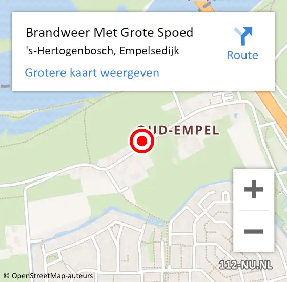 Locatie op kaart van de 112 melding: Brandweer Met Grote Spoed Naar 's-Hertogenbosch, Empelsedijk op 10 juli 2024 12:42