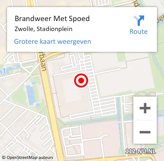 Locatie op kaart van de 112 melding: Brandweer Met Spoed Naar Zwolle, Stadionplein op 10 juli 2024 12:58