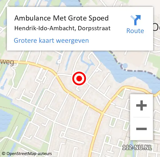 Locatie op kaart van de 112 melding: Ambulance Met Grote Spoed Naar Hendrik-Ido-Ambacht, Dorpsstraat op 10 juli 2024 13:05