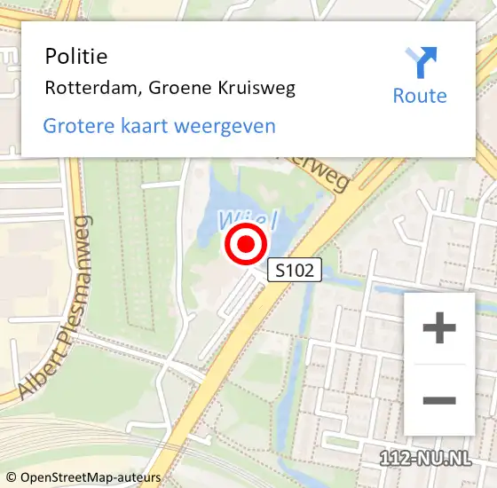 Locatie op kaart van de 112 melding: Politie Rotterdam, Groene Kruisweg op 10 juli 2024 13:29