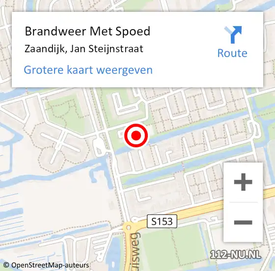 Locatie op kaart van de 112 melding: Brandweer Met Spoed Naar Zaandijk, Jan Steijnstraat op 10 juli 2024 13:40