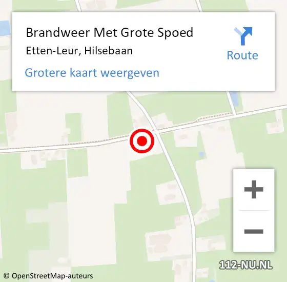 Locatie op kaart van de 112 melding: Brandweer Met Grote Spoed Naar Etten-Leur, Hilsebaan op 10 juli 2024 14:01