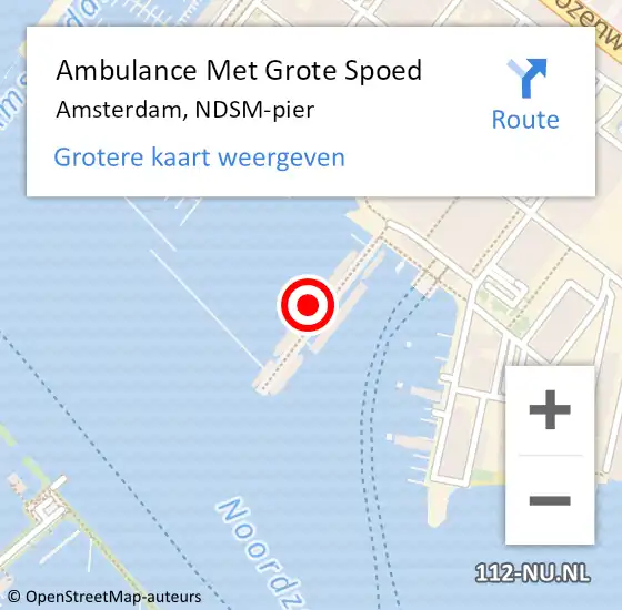 Locatie op kaart van de 112 melding: Ambulance Met Grote Spoed Naar Amsterdam, NDSM-pier op 10 juli 2024 14:07