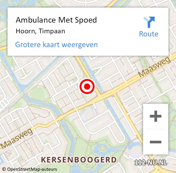 Locatie op kaart van de 112 melding: Ambulance Met Spoed Naar Hoorn, Timpaan op 10 juli 2024 14:08