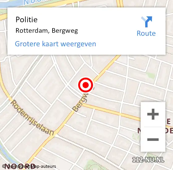 Locatie op kaart van de 112 melding: Politie Rotterdam, Bergweg op 10 juli 2024 14:10