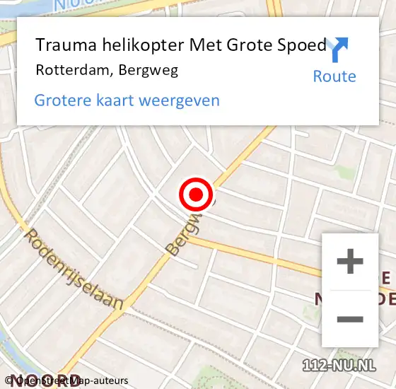 Locatie op kaart van de 112 melding: Trauma helikopter Met Grote Spoed Naar Rotterdam, Bergweg op 10 juli 2024 14:14