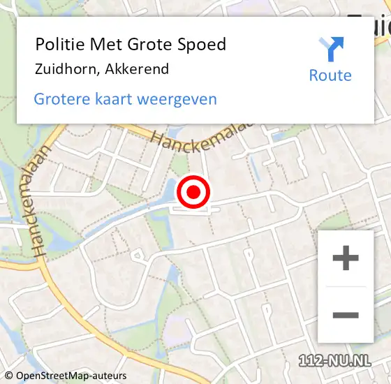 Locatie op kaart van de 112 melding: Politie Met Grote Spoed Naar Zuidhorn, Akkerend op 10 juli 2024 14:18