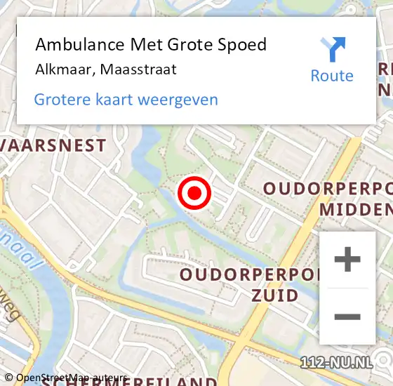 Locatie op kaart van de 112 melding: Ambulance Met Grote Spoed Naar Alkmaar, Maasstraat op 10 juli 2024 14:24