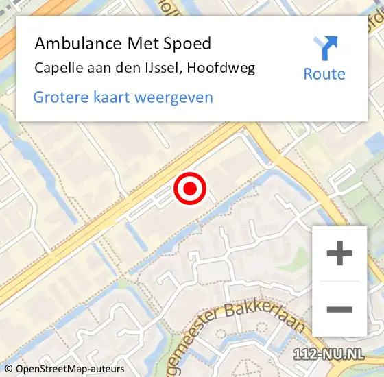 Locatie op kaart van de 112 melding: Ambulance Met Spoed Naar Capelle aan den IJssel, Hoofdweg op 10 juli 2024 14:56