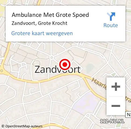 Locatie op kaart van de 112 melding: Ambulance Met Grote Spoed Naar Zandvoort, Grote Krocht op 10 juli 2024 15:09