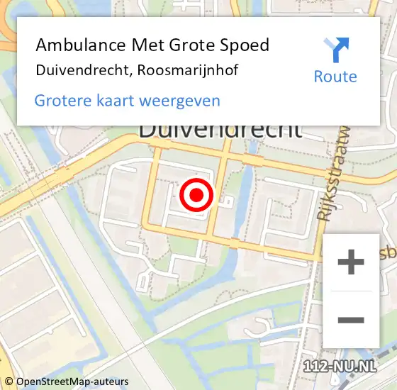 Locatie op kaart van de 112 melding: Ambulance Met Grote Spoed Naar Duivendrecht, Roosmarijnhof op 10 juli 2024 15:10