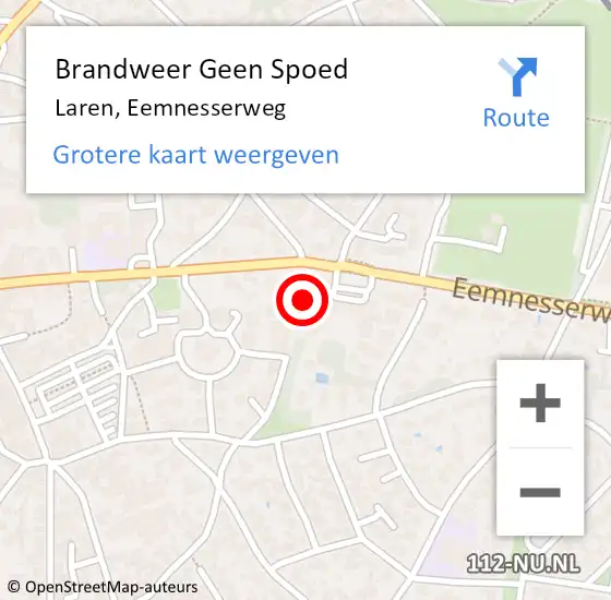 Locatie op kaart van de 112 melding: Brandweer Geen Spoed Naar Laren, Eemnesserweg op 10 juli 2024 15:13