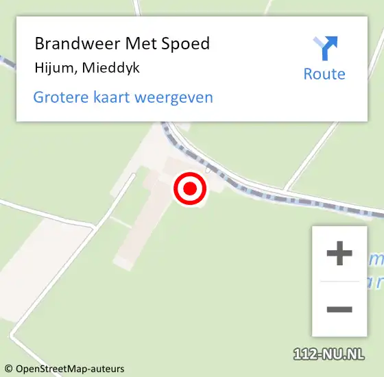 Locatie op kaart van de 112 melding: Brandweer Met Spoed Naar Hijum, Mieddyk op 10 juli 2024 15:16