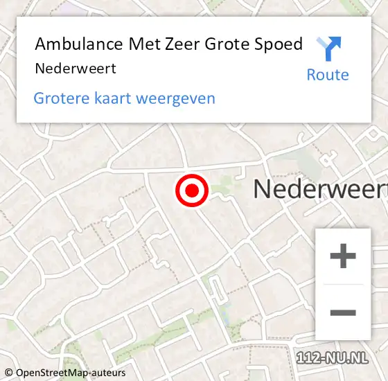 Locatie op kaart van de 112 melding: Ambulance Met Zeer Grote Spoed Naar Nederweert op 10 juli 2024 15:31