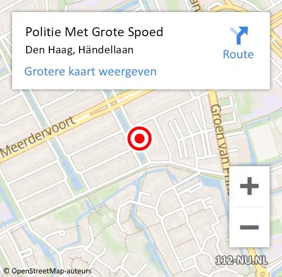 Locatie op kaart van de 112 melding: Politie Met Grote Spoed Naar Den Haag, Händellaan op 10 juli 2024 15:32