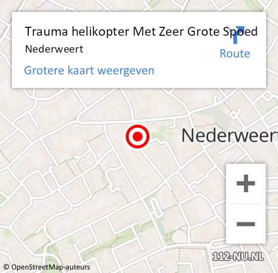 Locatie op kaart van de 112 melding: Trauma helikopter Met Zeer Grote Spoed Naar Nederweert op 10 juli 2024 15:33