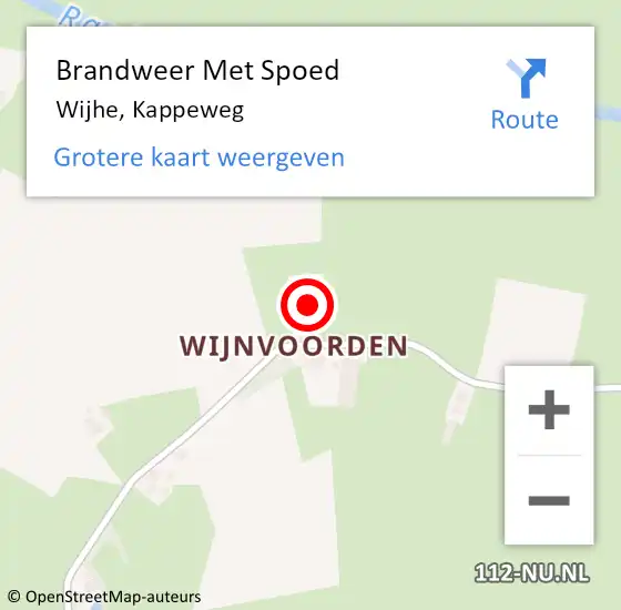 Locatie op kaart van de 112 melding: Brandweer Met Spoed Naar Wijhe, Kappeweg op 10 juli 2024 15:40