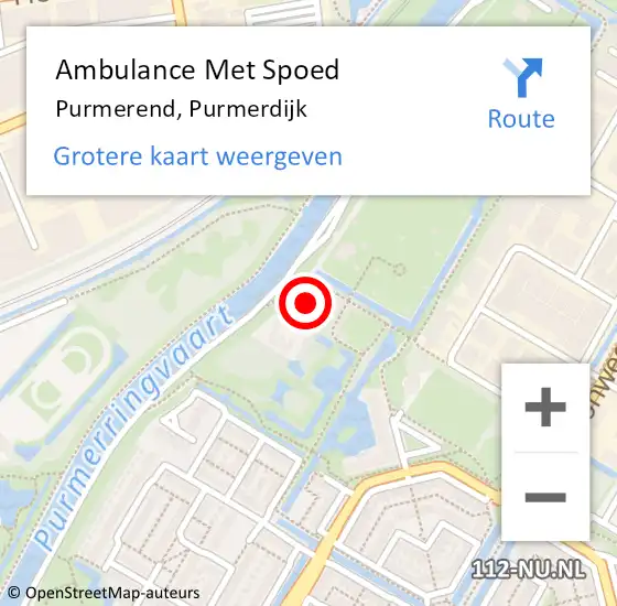 Locatie op kaart van de 112 melding: Ambulance Met Spoed Naar Purmerend, Purmerdijk op 10 juli 2024 15:41