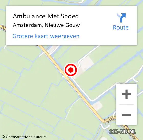 Locatie op kaart van de 112 melding: Ambulance Met Spoed Naar Amsterdam, Nieuwe Gouw op 10 juli 2024 15:43