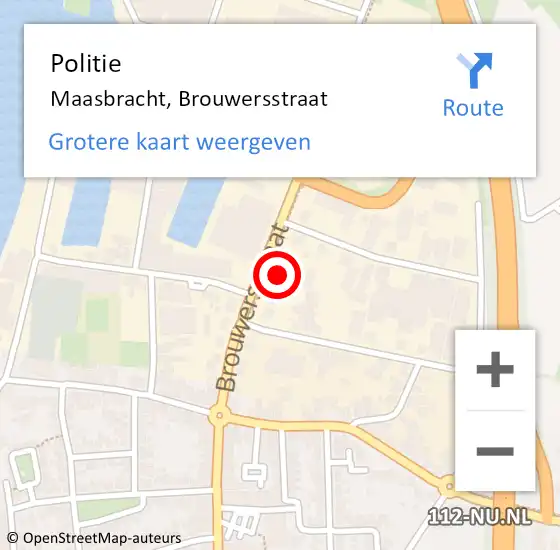 Locatie op kaart van de 112 melding: Politie Maasbracht, Brouwersstraat op 10 juli 2024 15:49