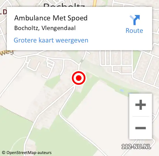 Locatie op kaart van de 112 melding: Ambulance Met Spoed Naar Bocholtz, Vlengendaal op 12 oktober 2014 16:22